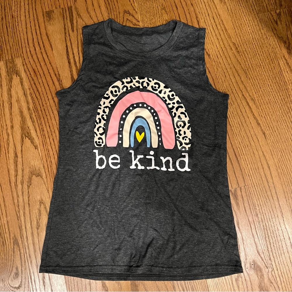 Be kind Tank top dark gray rainbow shirt